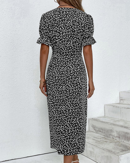 Louise™ – Dames Zomerjurk met V-Hals en Bloemenprint van 100% Katoen