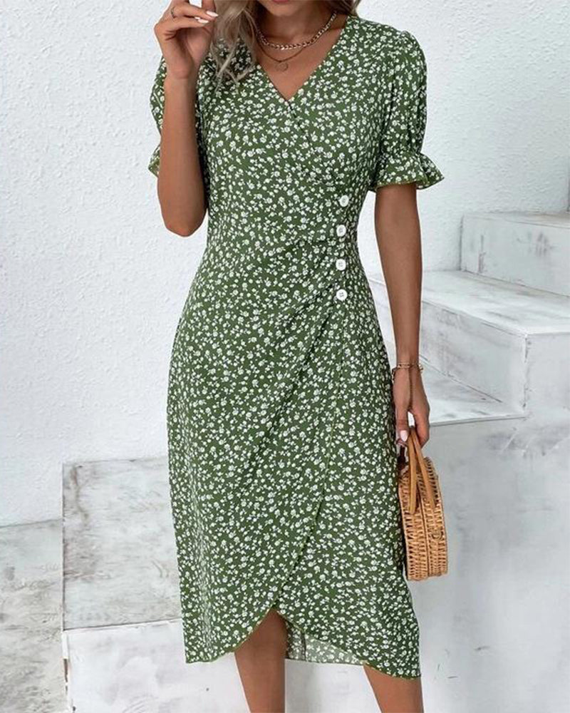 Louise™ – Dames Zomerjurk met V-Hals en Bloemenprint van 100% Katoen