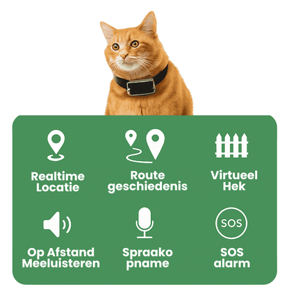 LumiTrack™ – GPS Halsband Kat Zonder Abonnement met Realtime Tracking & Zonealarm