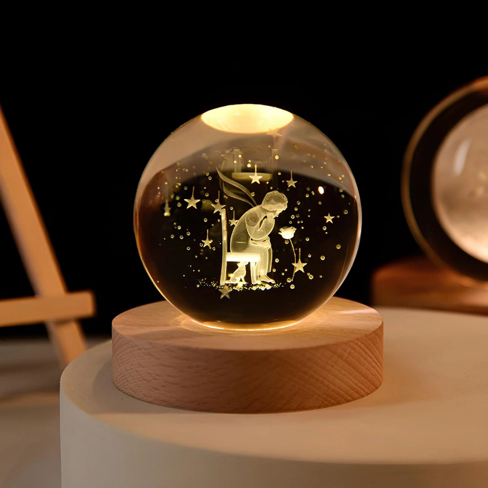 Kristal Sfeerlamp 3D Gegraveerd voor Thuis Decoratie