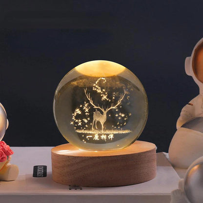 Kristal Sfeerlamp 3D Gegraveerd voor Thuis Decoratie