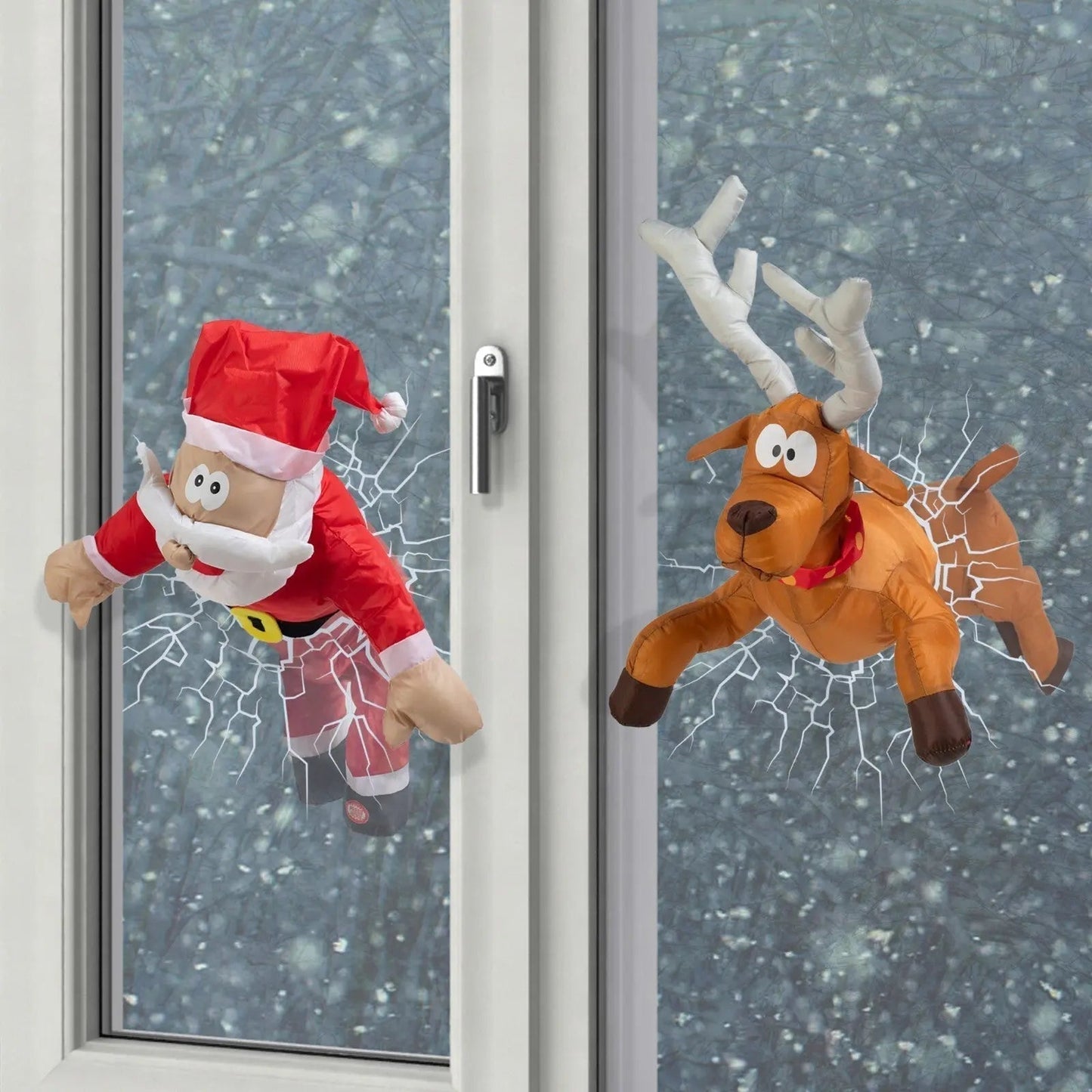 Kerstvensterfiguur ClausKlap - Bewegende Kerstman met Geluidseffect - Velinix