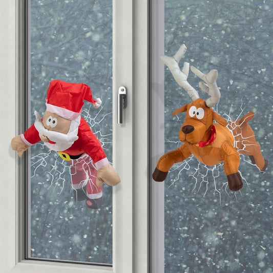 Kerstvensterfiguur ClausKlap - Bewegende Kerstman met Geluidseffect - Velinix