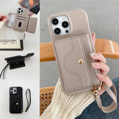 Luxe Lederen Telefoonhoesje met Kaarthouder en Spiegeltje