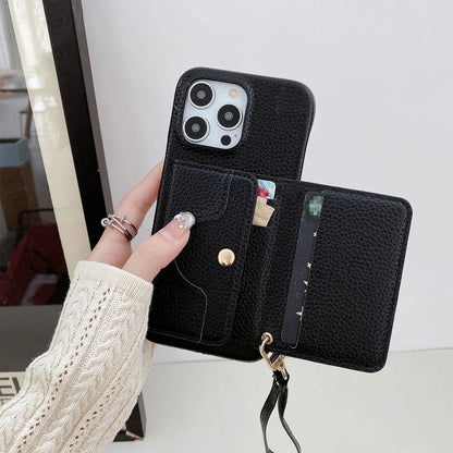Luxe Lederen Telefoonhoesje met Kaarthouder en Spiegeltje