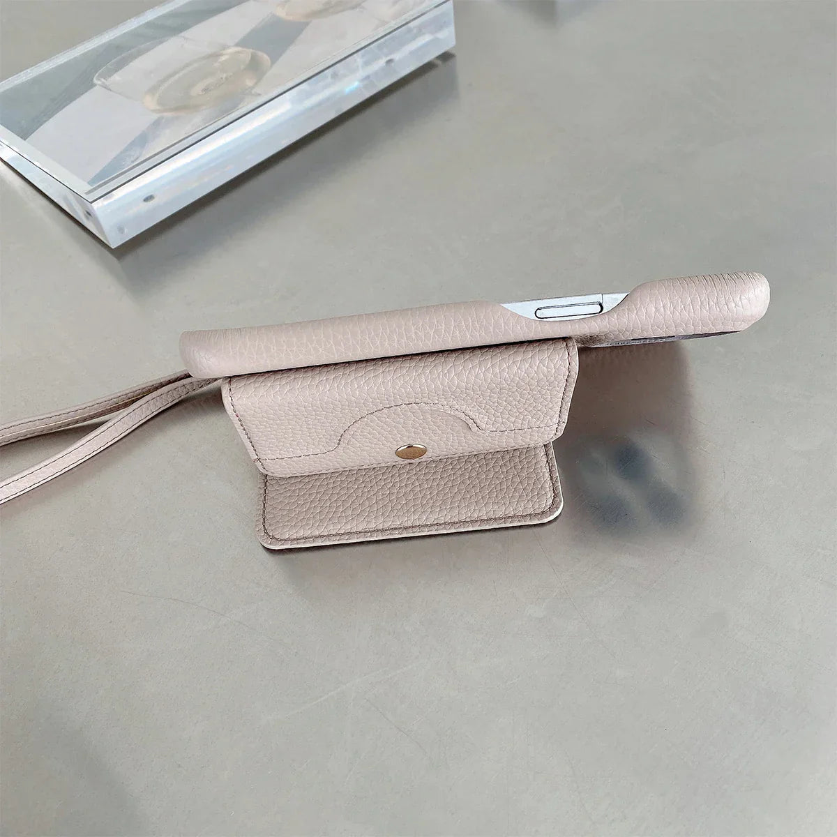 Luxe Lederen Telefoonhoesje met Kaarthouder en Spiegeltje