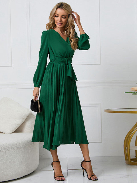 Nicole™ – Dames Jurk met Riem en Rimpel voor Wintercomfort Elegant-4