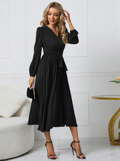 Nicole™ – Dames Jurk met Riem en Rimpel voor Wintercomfort Elegant-1