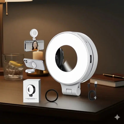 Draagbare Selfie-Ringlicht met Clip Oplaadbaar en Magnetisch - Velinix