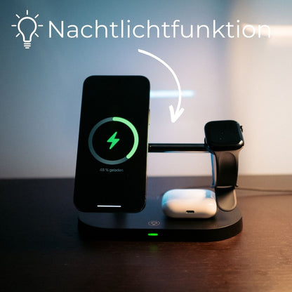 Draadloze Oplader 3-in-1 voor Smartphone, Smartwatch en Oordopjes