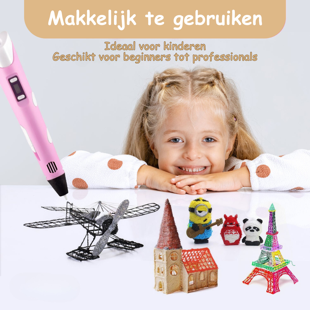3D Pen voor Kinderen - Creëer Kleurrijke 3D Tekeningen Gemakkelijk