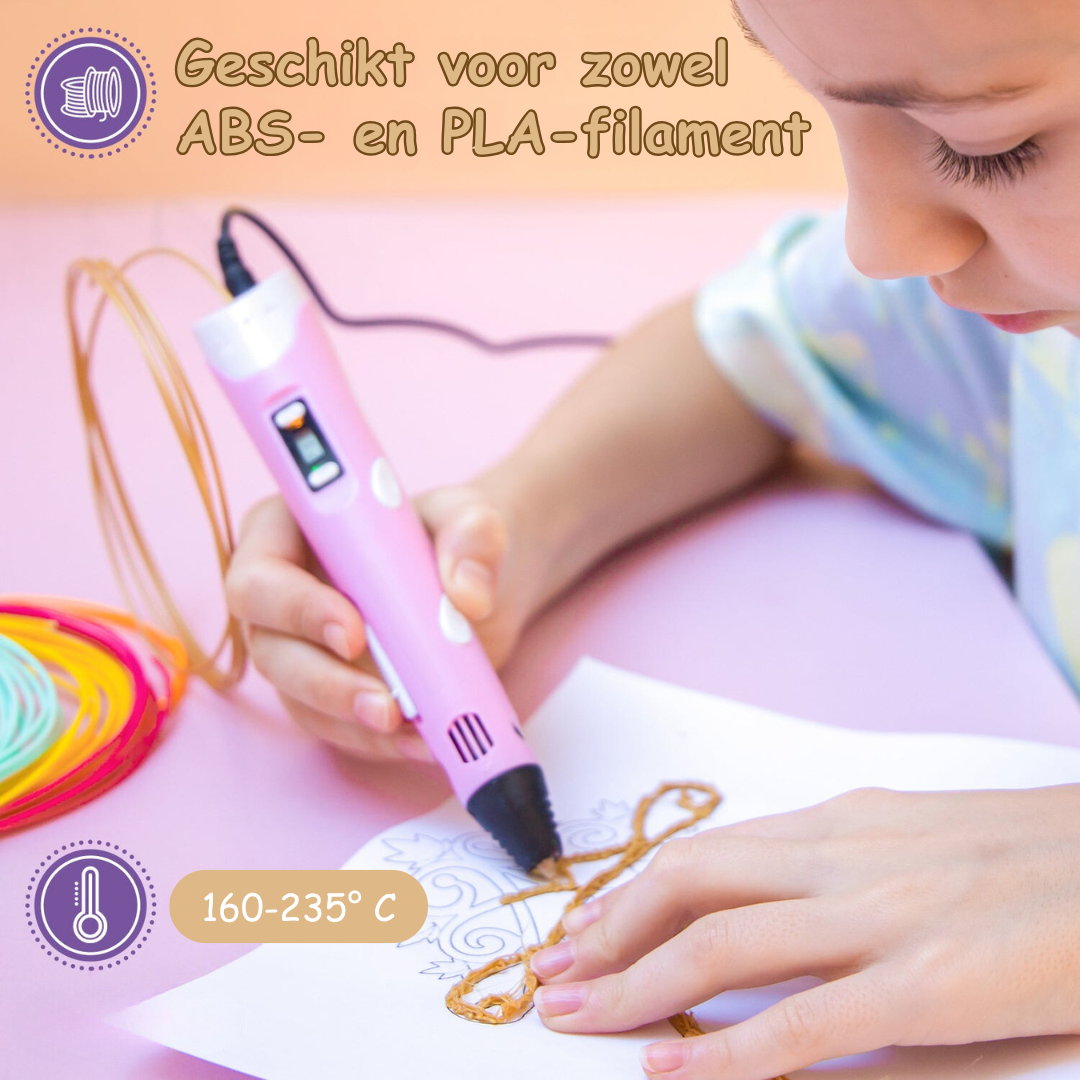 3D Pen voor Kinderen - Creëer Kleurrijke 3D Tekeningen Gemakkelijk