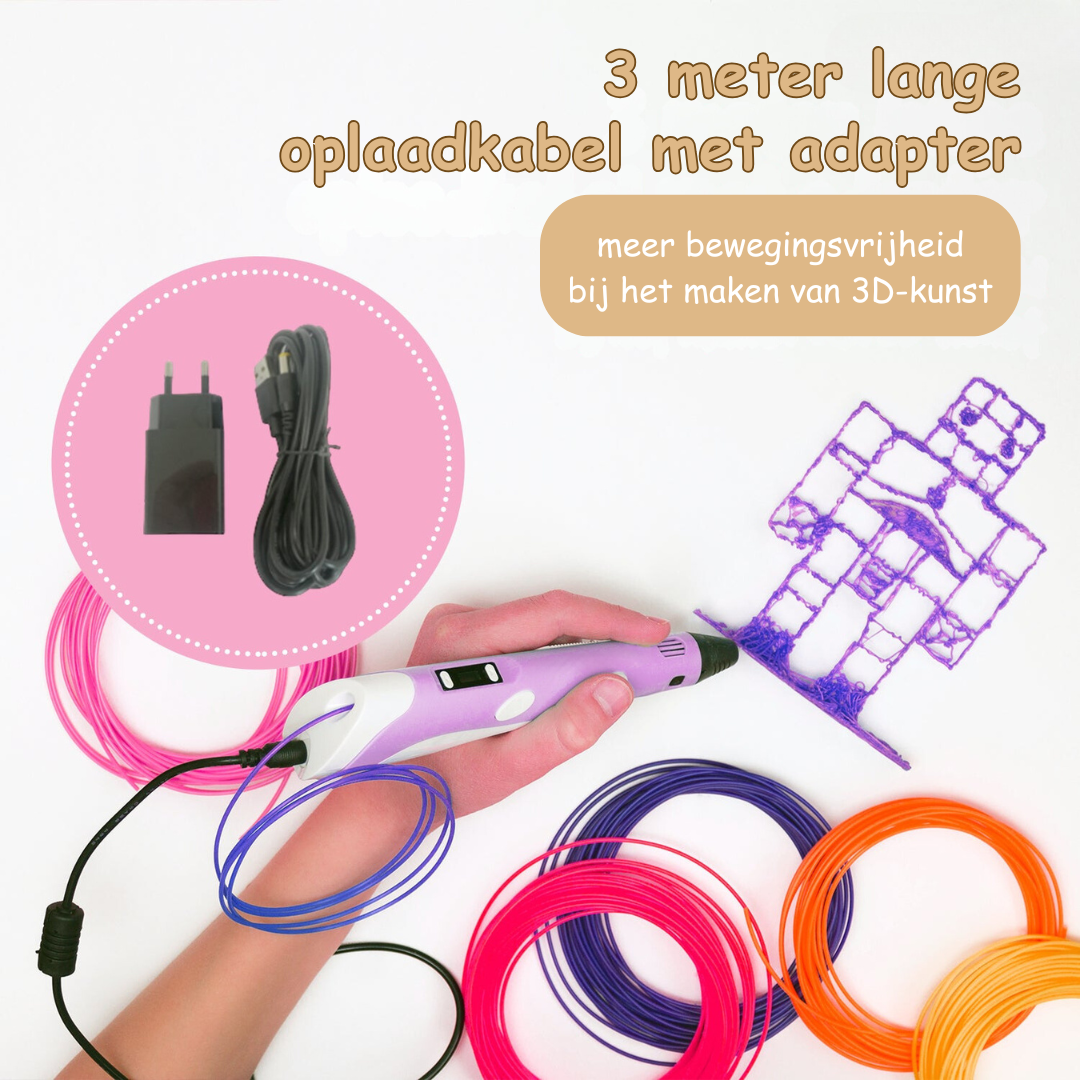 3D Pen voor Kinderen - Creëer Kleurrijke 3D Tekeningen Gemakkelijk