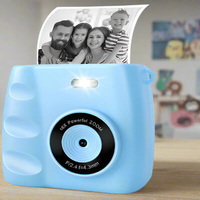 Marcherelle™ – 1080p Kids Instant Camera, Blauw, met 32GB SD-kaart 0