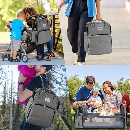 Marcherelle™ – 3-in-1 luiertasrugzak met babybedje en grote inhoud 7