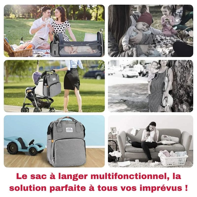 Marcherelle™ – 3-in-1 luiertasrugzak met babybedje en grote inhoud 8