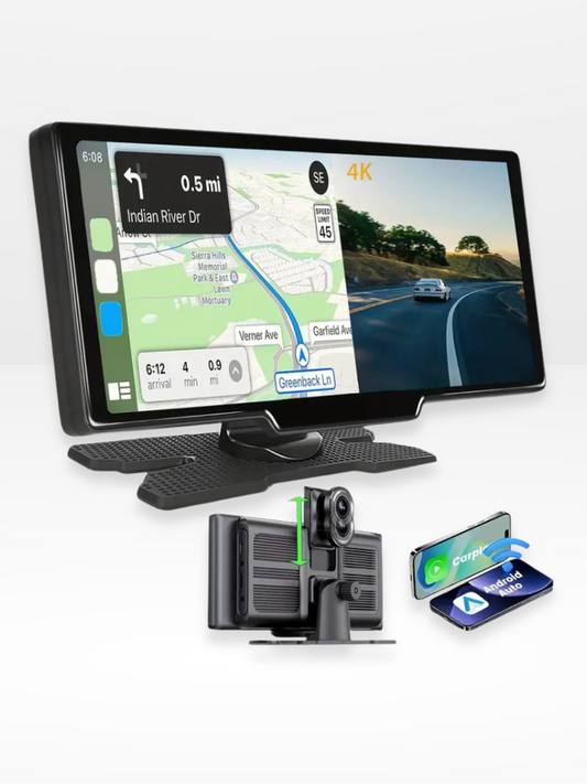 Marcherelle™ – Draadloos CarPlay-scherm met geïntegreerde 4K-dashcam 0