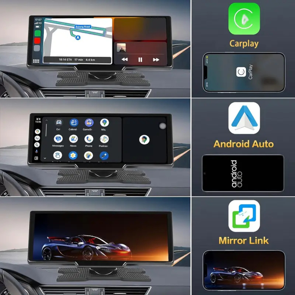 Marcherelle™ – Draadloos CarPlay-scherm met geïntegreerde 4K-dashcam 8