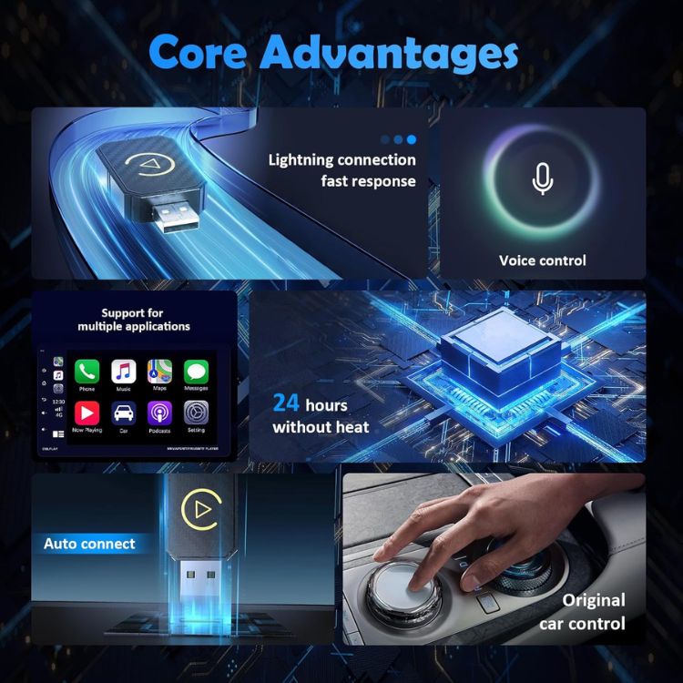 Marcherelle™ – Draadloze CarPlay-adapter compatibel met iOS en Android 2