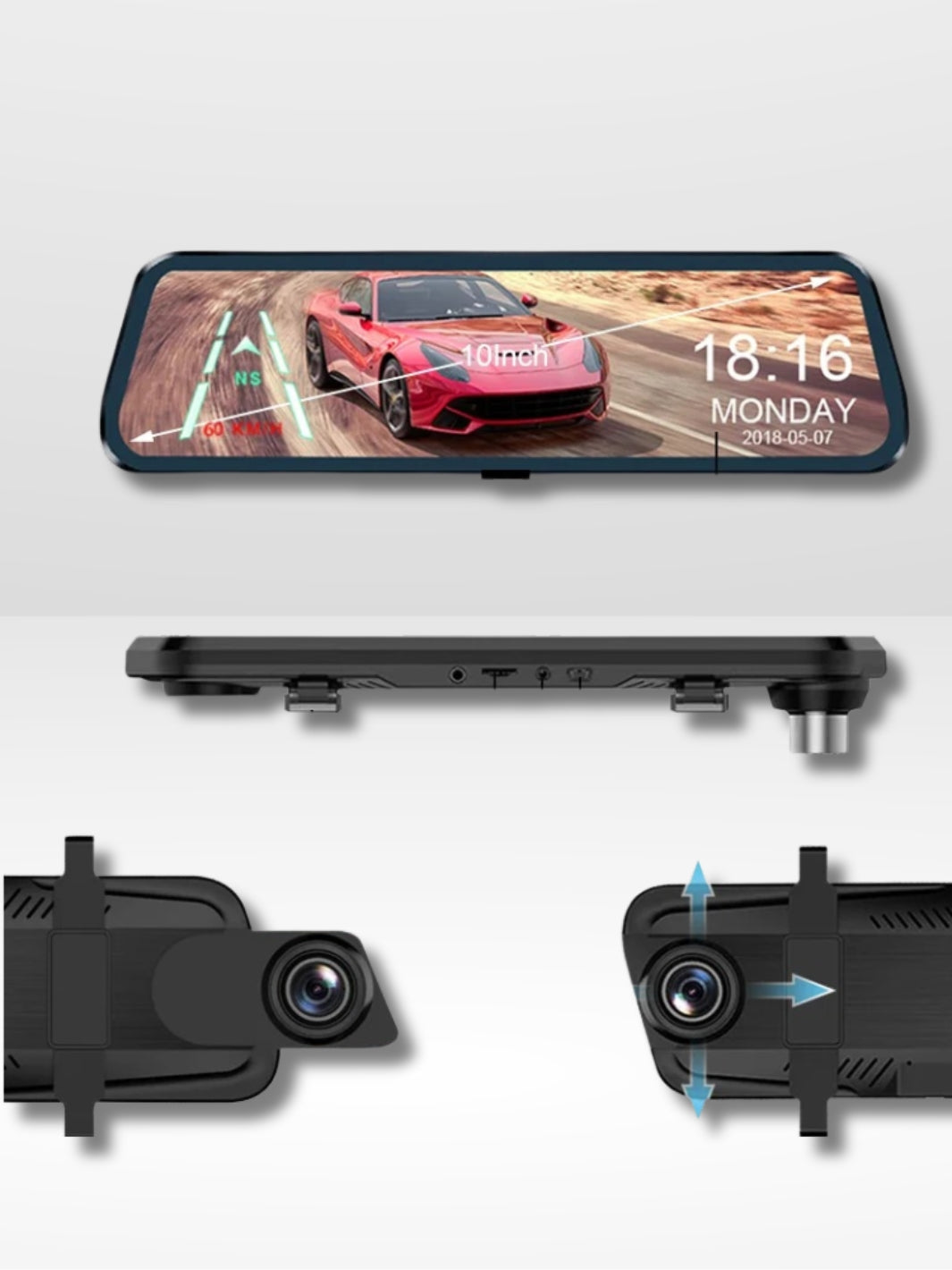 Marcherelle™ – Full HD-auto-dashcam-achteruitkijkspiegel – 10 inch touchscreen en nachtzicht 2