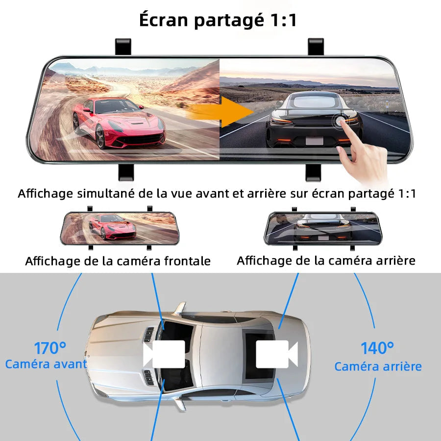 Marcherelle™ – Full HD-auto-dashcam-achteruitkijkspiegel – 10 inch touchscreen en nachtzicht 4
