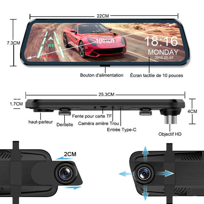 Marcherelle™ – Full HD-auto-dashcam-achteruitkijkspiegel – 10 inch touchscreen en nachtzicht 5