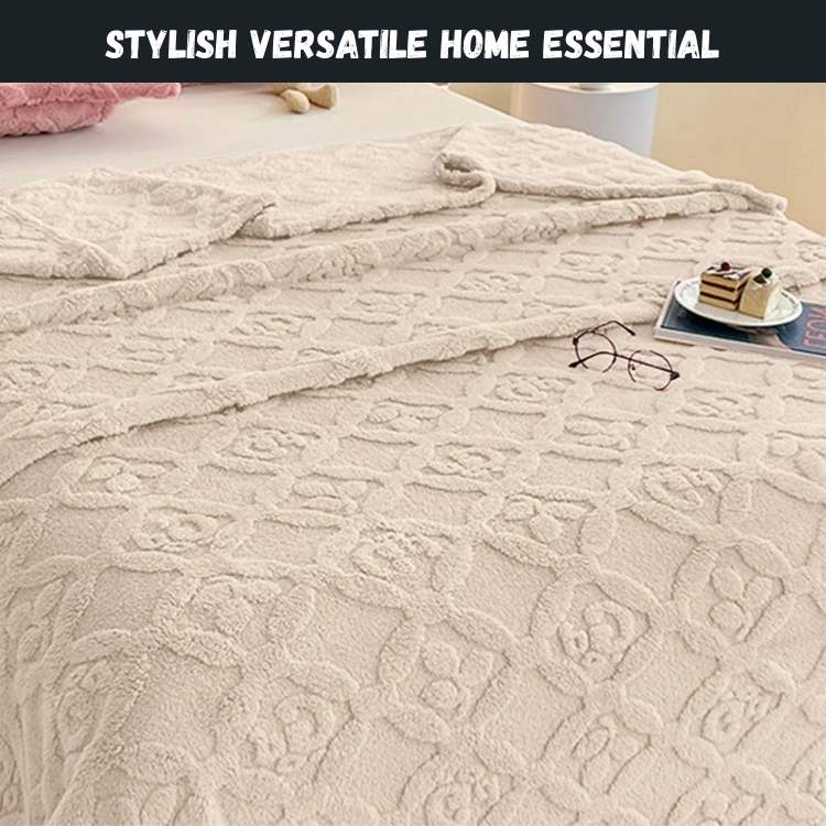 Marcherelle™ – Luxe en comfortabele 3D geborduurde deken met bladpatronen 1