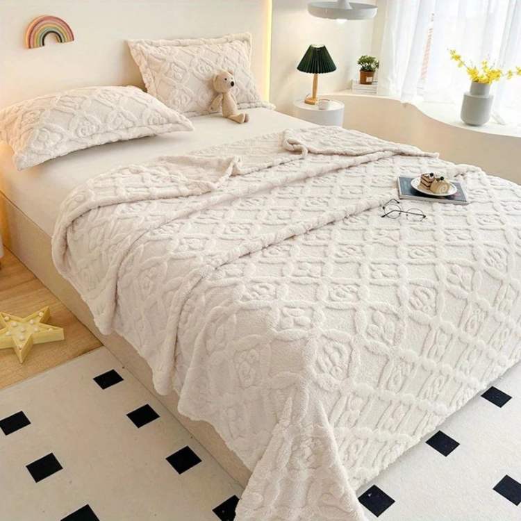 Marcherelle™ – Luxe en comfortabele 3D geborduurde deken met bladpatronen 6