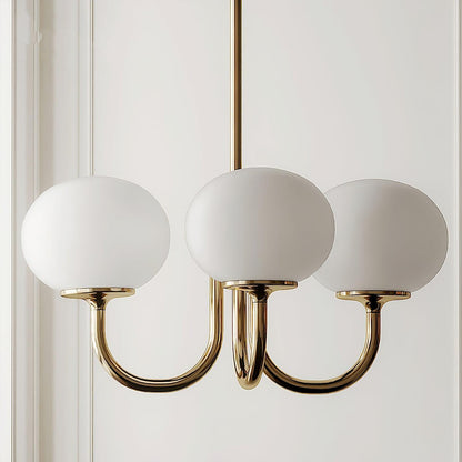 Roze Kroonluchter Gouden Plafondlamp met Glazen Kap