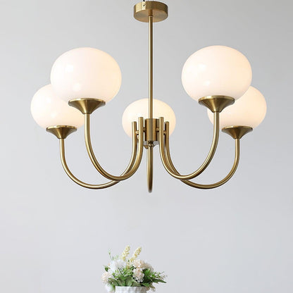Roze Kroonluchter Gouden Plafondlamp met Glazen Kap