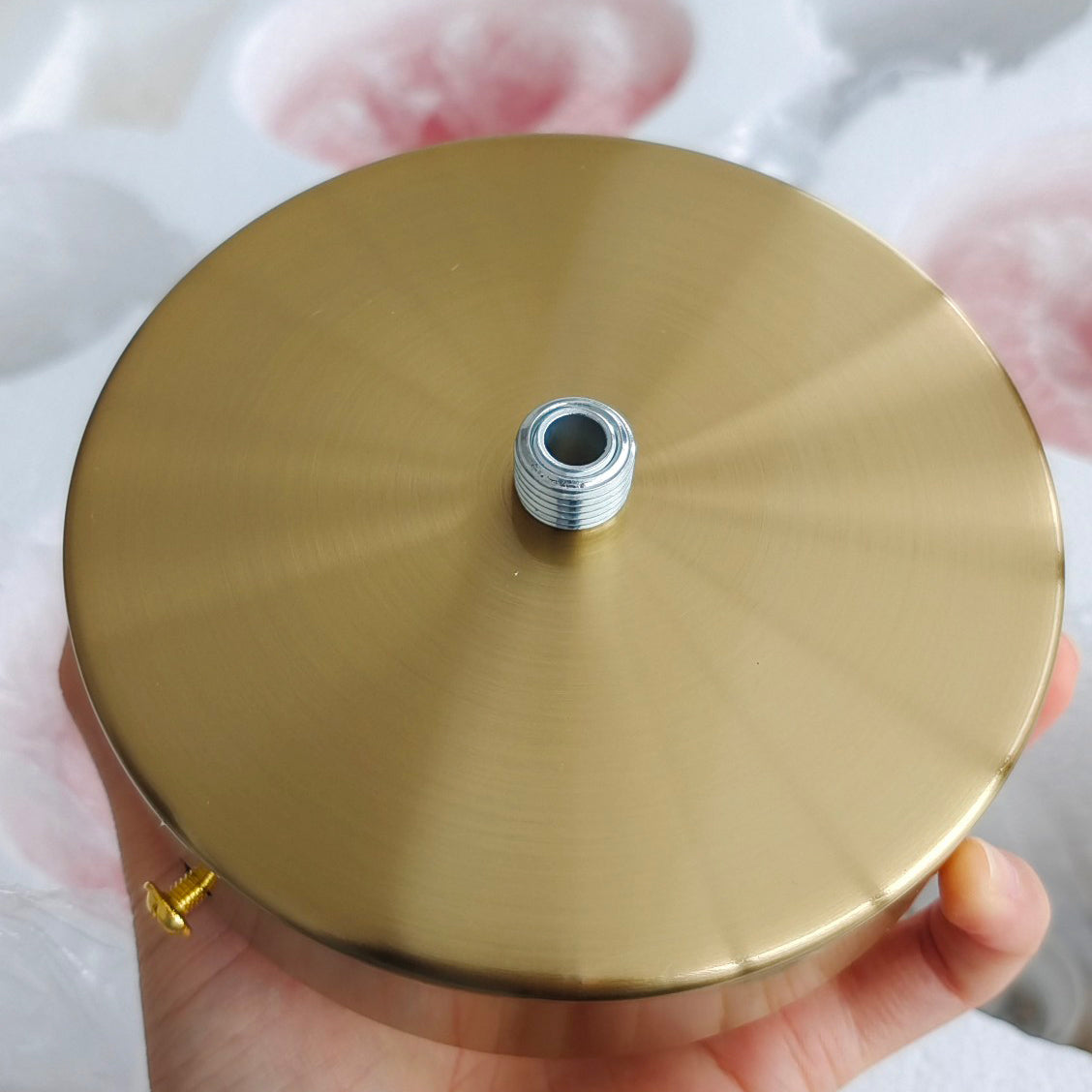 Roze Kroonluchter Gouden Plafondlamp met Glazen Kap