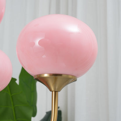 Roze Kroonluchter Gouden Plafondlamp met Glazen Kap