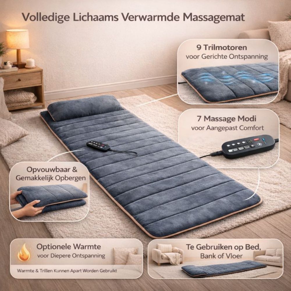 Volledige Lichaam Massage Mat met Verwarming en Vibratie Functie