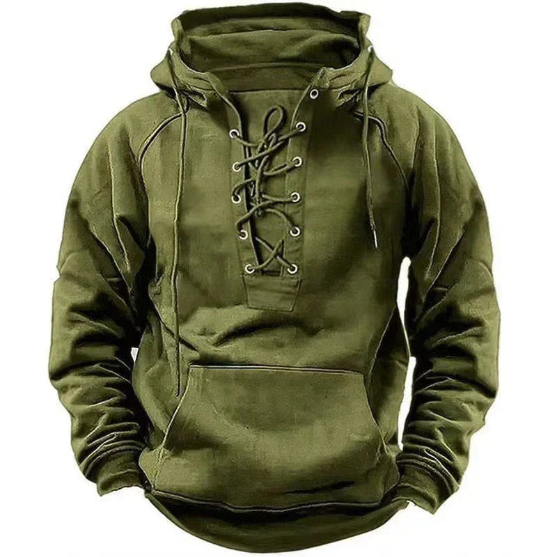Męska bluza z kapturem, luźna, sznurowana, idealna na jesień, bawełnowa 5
