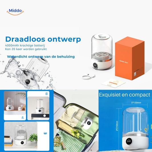 Draadloze Miniwasmachine voor Onderweg Reizen - Velinix