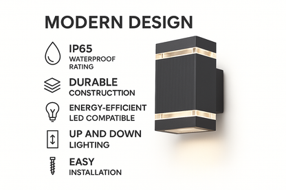 Buitenlamp Up Down Zwart Waterdicht LED