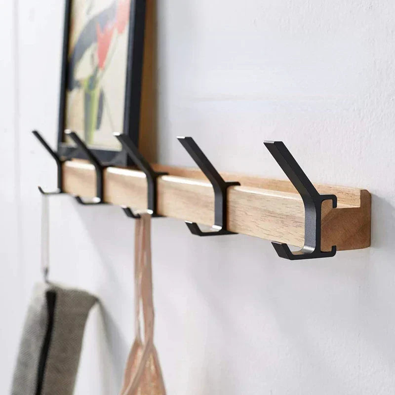 Wandkapstok Zwart Nordic Stijl met Verplaatsbare Haken