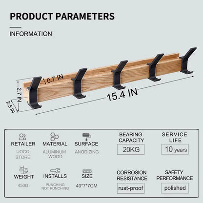 Wandkapstok Houten Dubbele Haken Scandinavisch Design Modern