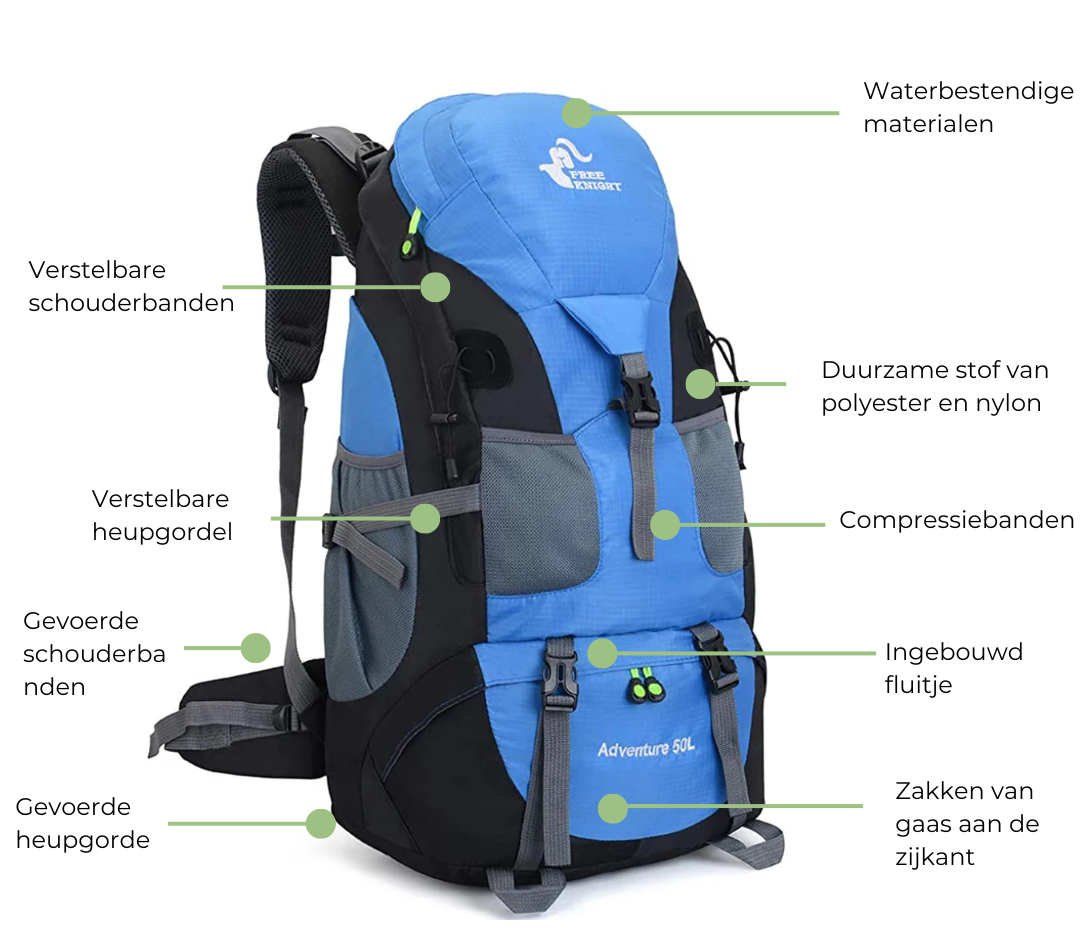 Lichtgewicht Rugzak 50L Waterdicht voor Outdoor