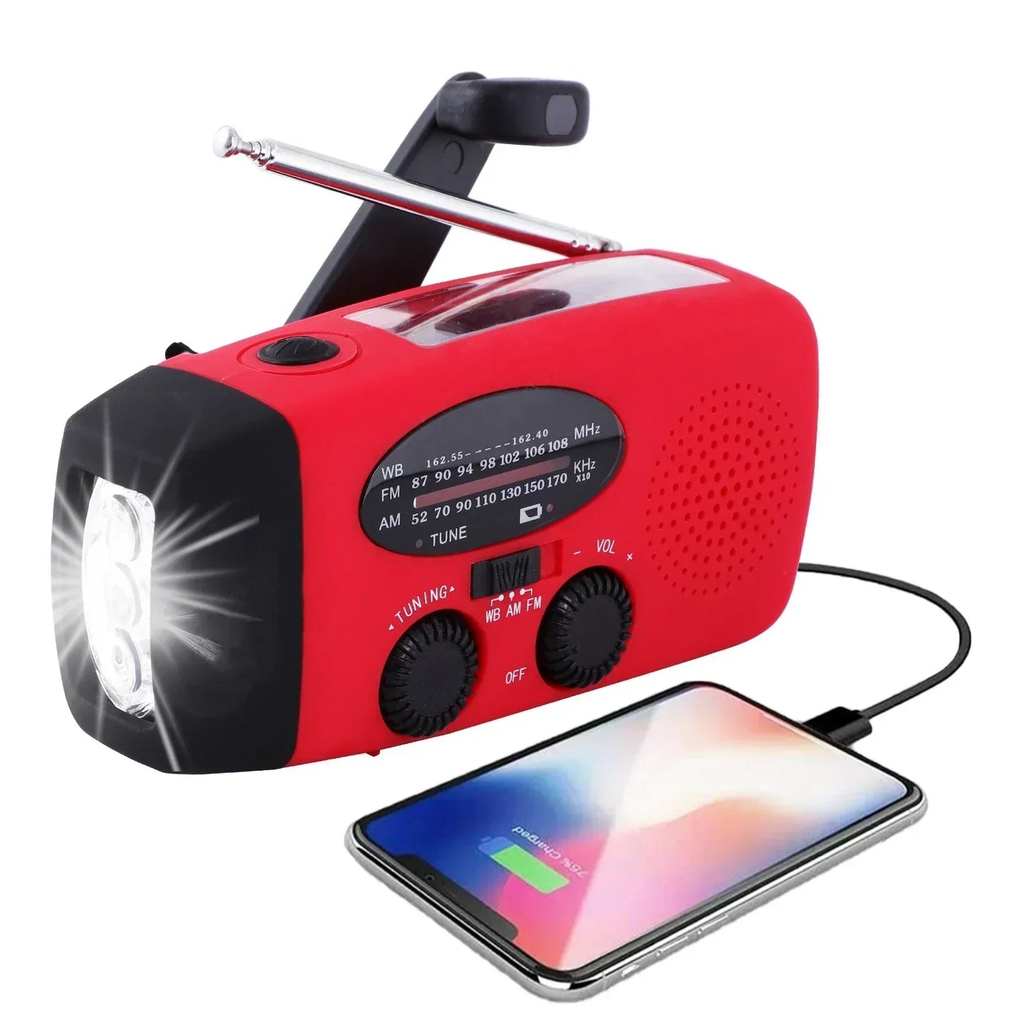 Noodradio met Zaklamp en Powerbank Compact Model - Velinix