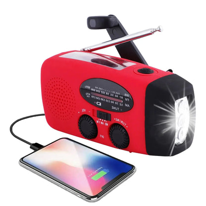 Draagbare Noodradio met Zaklamp en Powerbank - Waterdicht met Zonne-energie en USB-C Opladen - Velinix