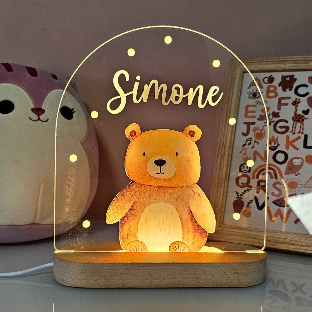 Kinderkamer Nachtlampje Houten Dier LED Lamp