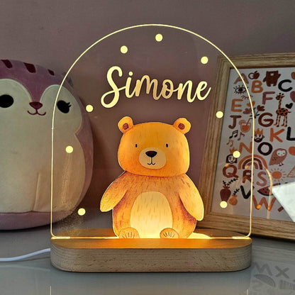 Kinderkamer Nachtlampje Houten Dier LED Lamp