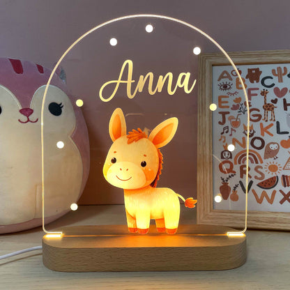 Kinderkamer Nachtlampje Houten Dier LED Lamp
