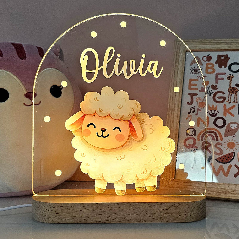 Kinderkamer Nachtlampje Houten Dier LED Lamp