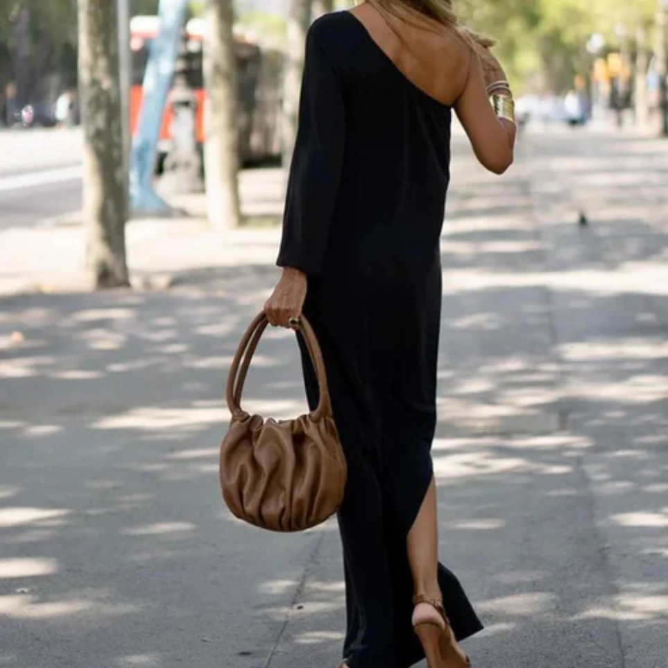 Nala™ – Dames Maxi Jurk met One-Shoulder Stijl en Ademend Comfort