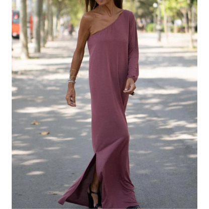 Nala™ – Dames Maxi Jurk met One-Shoulder Stijl en Ademend Comfort