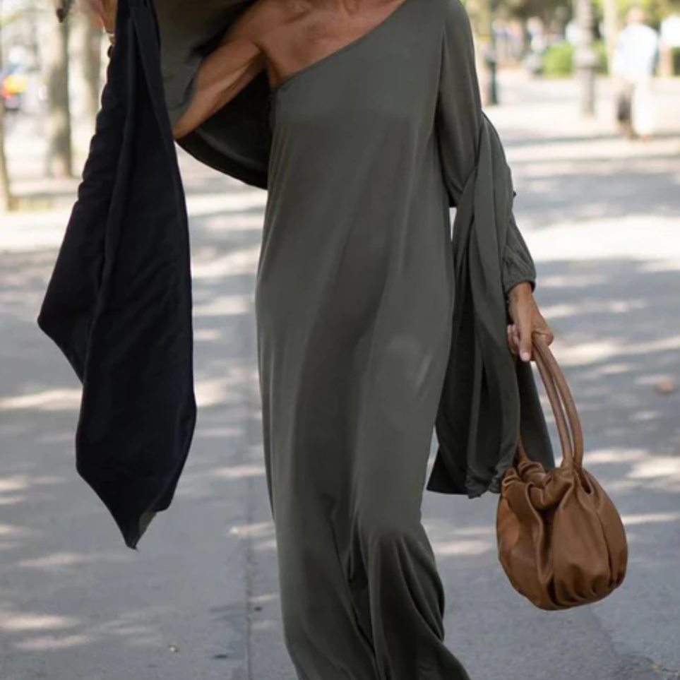 Nala™ – Dames Maxi Jurk met One-Shoulder Stijl en Ademend Comfort