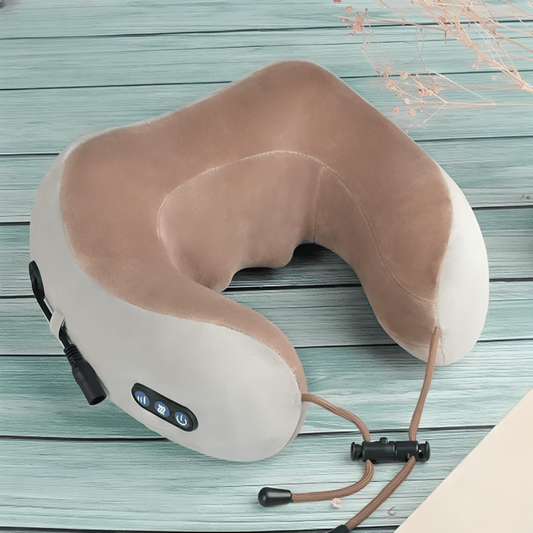 NeckNap - Elektrisch nekmassagekussen met verwarming en traagschuim voor op reis 0