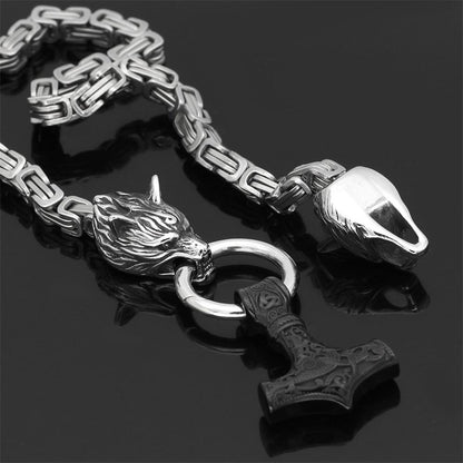 Mannen Ketting Viking Wolf Amulet van Roestvrij Staal - Velinix